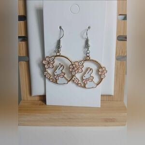2/$14 New! Bunny Blossoms Earrings Cute Cherry Flower Womens Girls Accessories